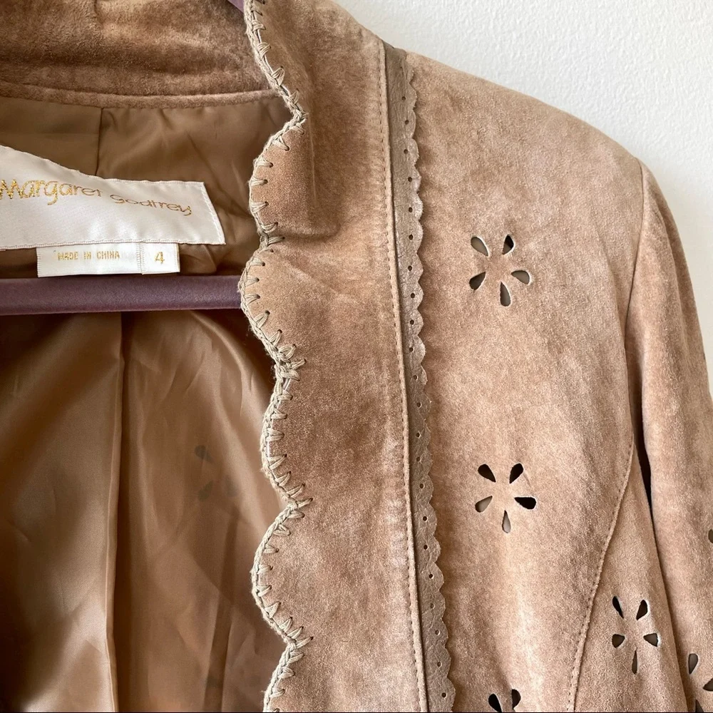 Margaret Godfrey Vintage Laser Cutout Suede Leather Jacket - Picture 6 of 11
